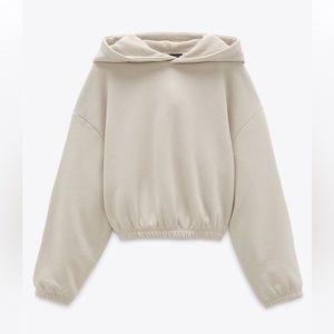 Zara Cropped Hoodie Sweatshirt